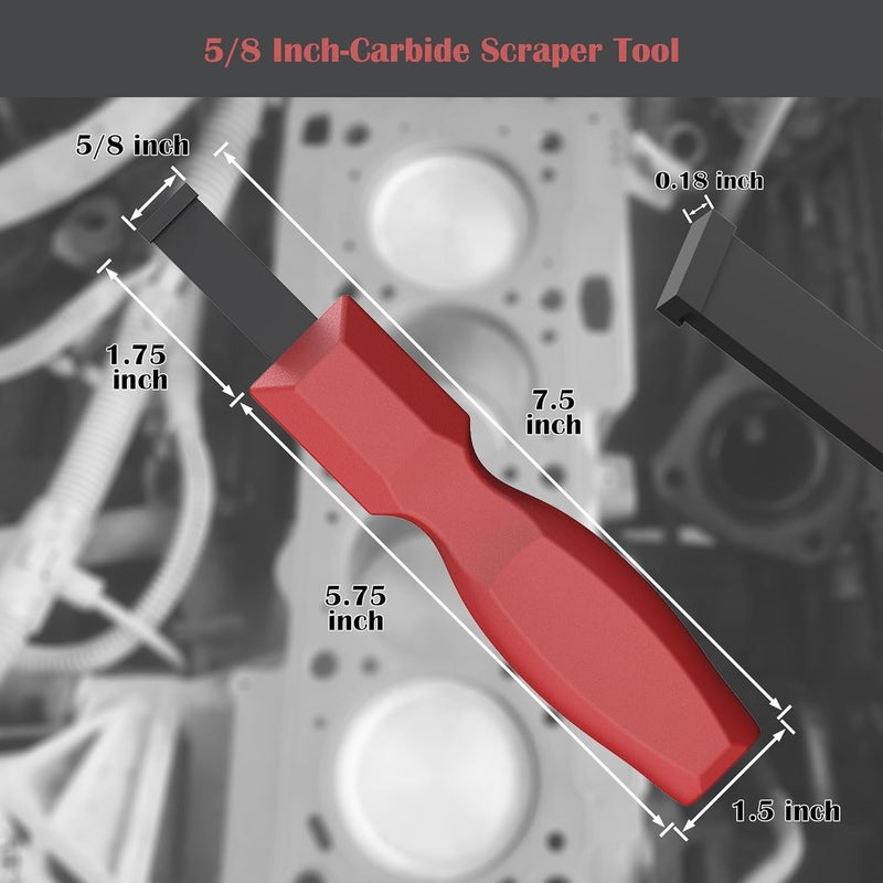 OUXIO Store Carbide Scraper, Super Carbide Gasket Scraper for Metal and Automotive, 5/8 Inch Carbide Scraper Set (1-Piece) - Image 2
